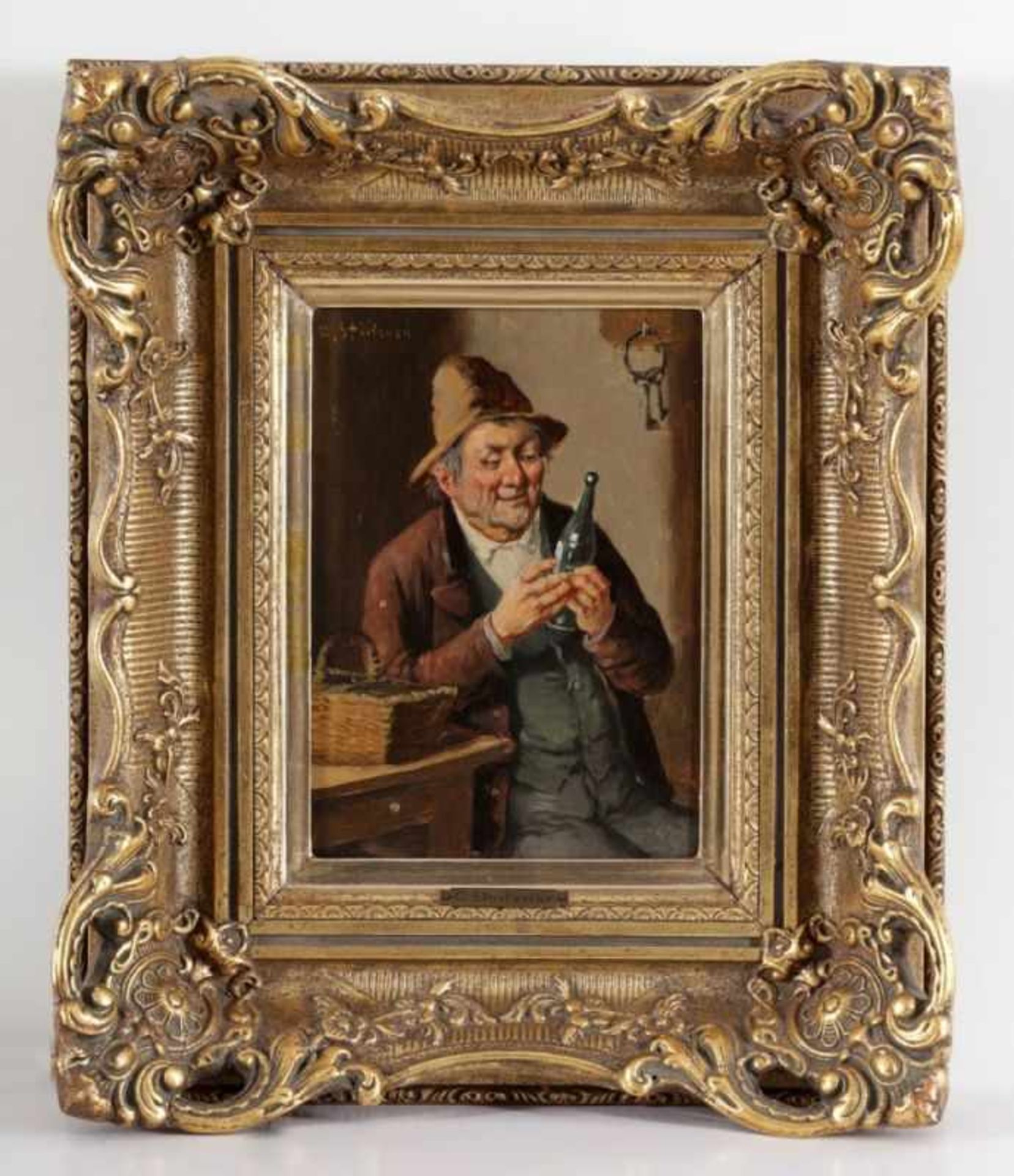 Constantin Stoitzner 1863 Busau - 1934 Wien - "Ein Sachverständiger" - Öl/Holz. 21 x 15,5 cm. - Bild 2 aus 2