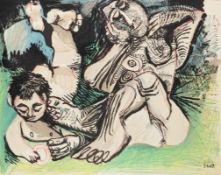 Pablo Picasso 1881 Malaga - 1973 Mougins nach - "Femme et jeune garcon nus" - Farblithographie/
