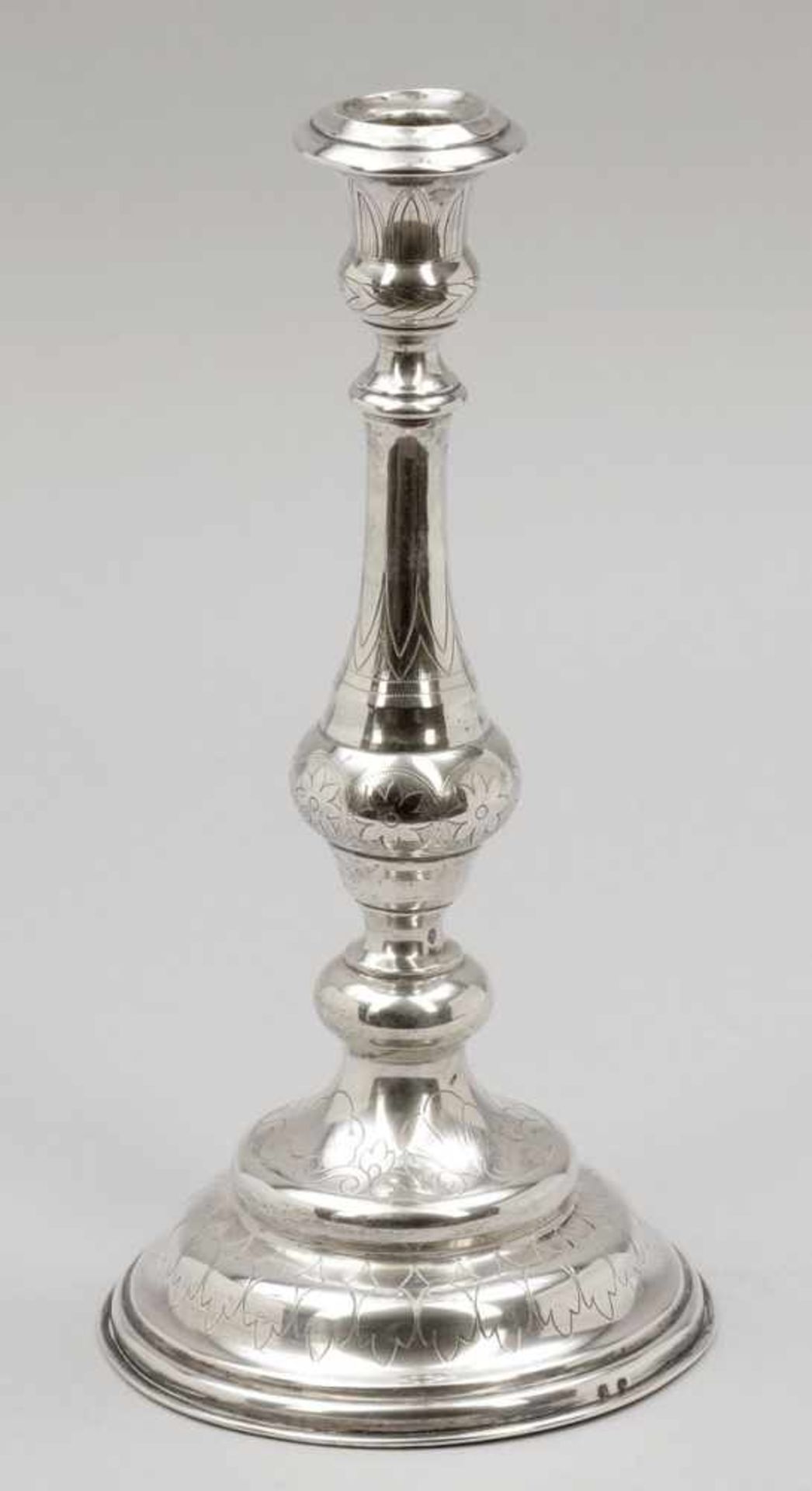 Biedermeier-Tafelleuchter Österreich, 19. Jh. 800er Silber. Punzen: Herst.-Marke, Dianakopf