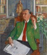 John Stanton Ward 1917 Hereford - 2007 Bilting - Bildnis eines Herren mit der "Times" - Öl/Lwd.