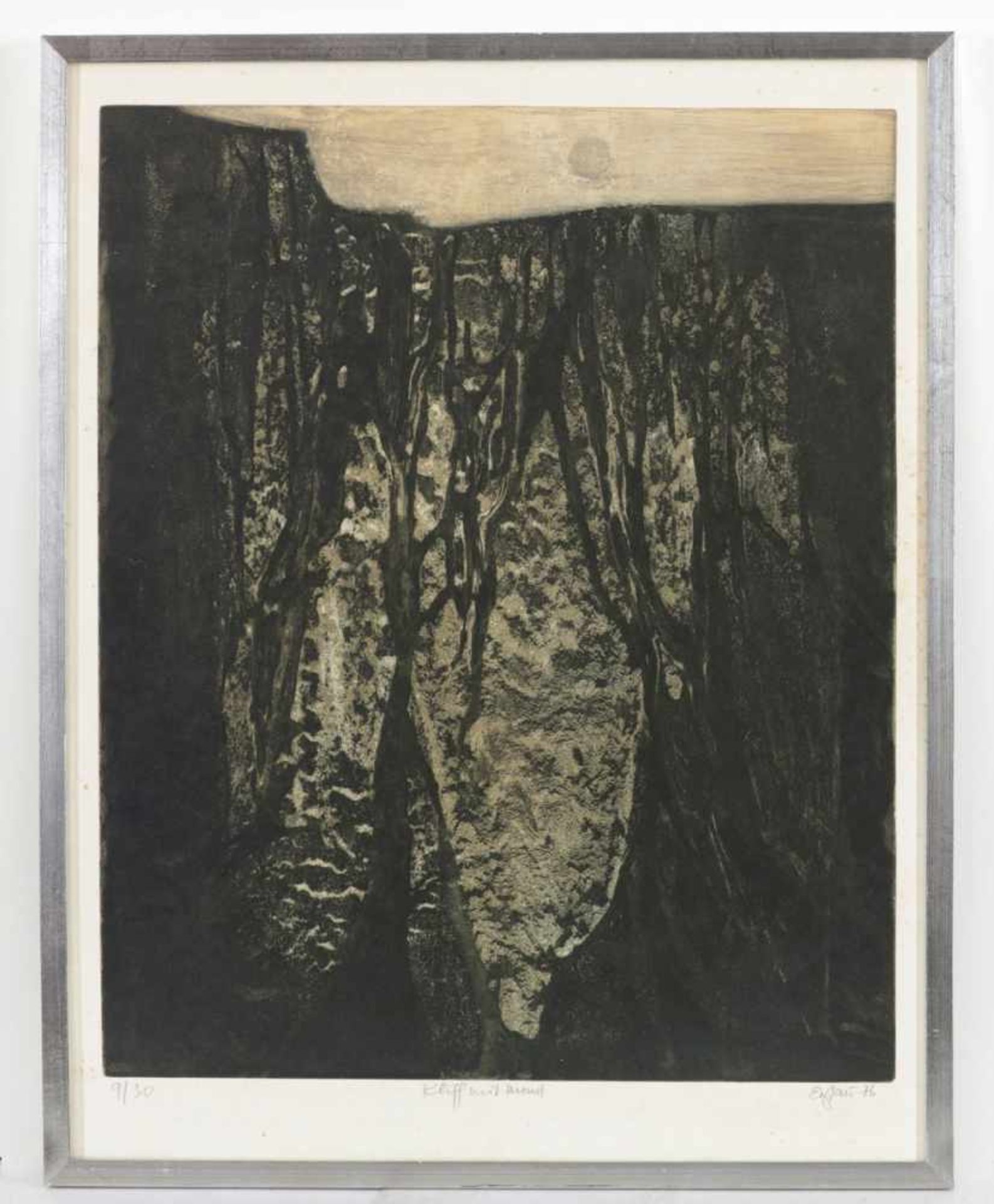 Otto Eglau 1917 Berlin - 1988 Kampen - "Kliff mit Mond" - Radierung/Papier. 9/30. 58 x 48,5 cm, 66 x - Image 2 of 2