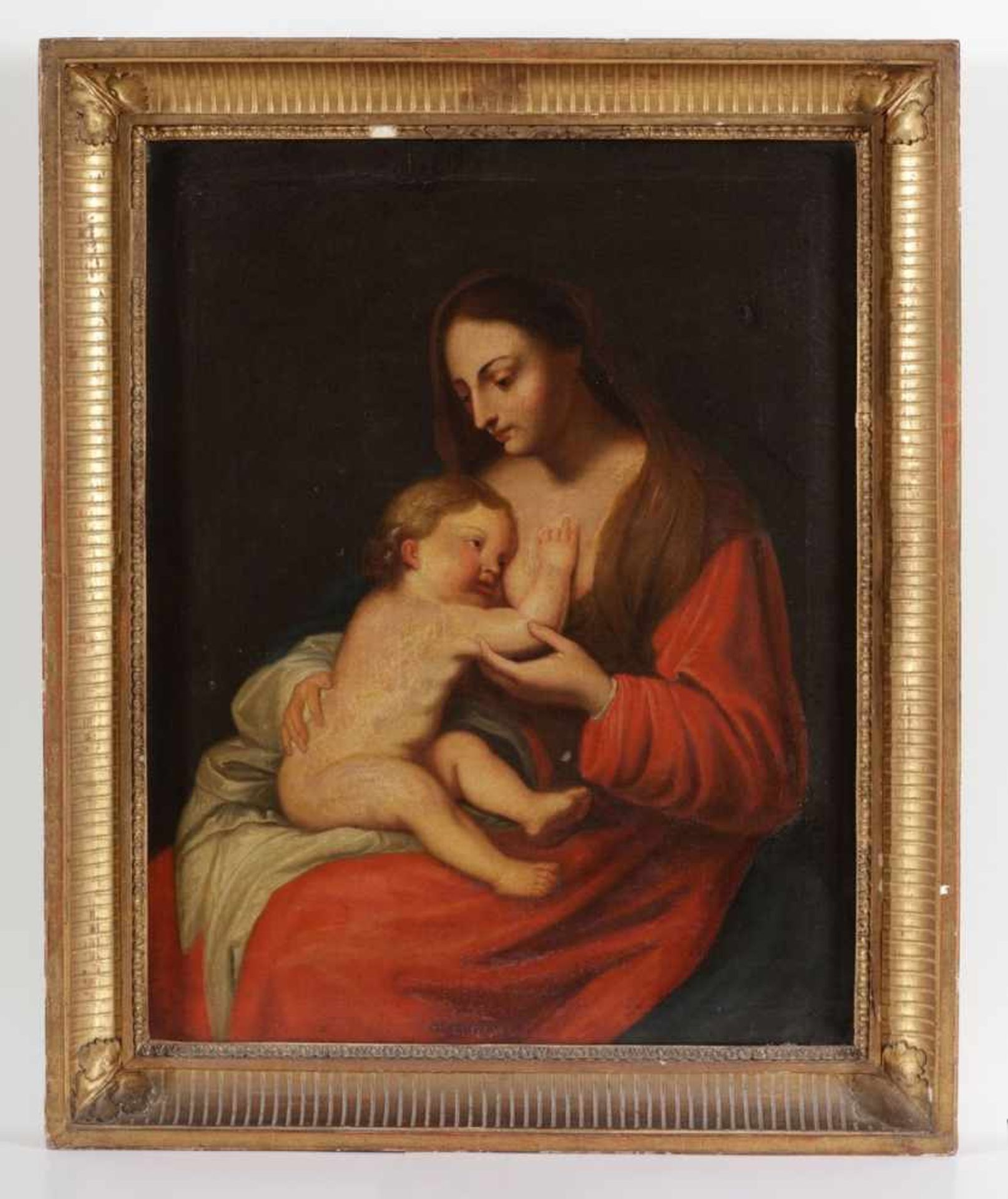Künstler des frühen 19. Jahrhunderts - Madonna mit dem Christuskind auf dem Arm - Öl/Lwd. 63 x 48 - Bild 2 aus 2