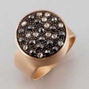 Moderner Ring mit schwarzen Diamanten 585er Roségold, gestemp. Rhodiniert. Div. weiße und schwarze
