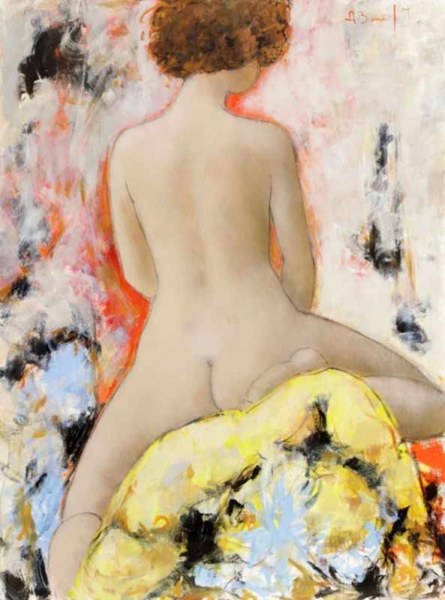 Alain Bonnefoit 1937 Paris - "Suzon" - Öl/Lwd. 130,5 x 97 cm. Sign. r. o.: A. Bonnefoit. Auf der