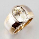 Großer dekorativer Damensaphirring A Lady's sapphire ring 750er GG und WG, gestemp. 1 weiß-gelber