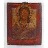 Ikone Russland, frühes 19. Jahrhundert. - "Chrtistus Pantokrator" - Tempera/Holz. 38 x 30,5 cm. Zwei