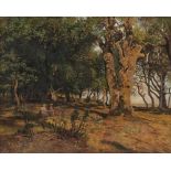 Friedrich Preller d. J. 1838 Weimar - 1901 Blasewitz - Rast im Wald - Öl/Lwd. 41 x 54 cm.