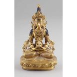 Bodhisattva Nepal, 19. Jh. Bronze, vergoldet und polychrom bemalt. H. 22 cm. Sitzende Darstellung