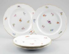 4 Speiseteller Königliche und Staatliche Porzellan Manufaktur, Meissen 1850-1924 und 1924-1934 (1