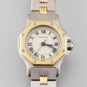 Cartier-Damenarmbanduhr Fa. Cartier, Schweiz. Modell: Santos. Edelstahl/750er GG, gestemp. Nr.: