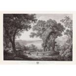 Wilhelm Friedrich Gmelin 1760 Badenweiler - 1820 Rom - "Der See von Albano bei Rom" - Kupferstich.