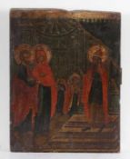 Ikone Russland, 19. Jahrhundert. - "Einführung Mariae in den Tempel" - Tempera/Holz. 35,5 x 27,5 cm.