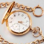IWC-Savonnette um 1895 mit massiver Uhrenkette Fa. International Watch Co., Schaffhausen. 585er