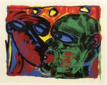 Rainer Fetting1949 Wilhelmshaven - lebt in Berlin und New York - "Der Kuss" - Farbserigrafie/Papier.