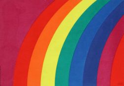 Otto Piene1928 Bad Laasphe - 2014 Berlin - "Rainbow Banner" - Farbserigrafie/Stoff. 54,5 x 78 cm. Im