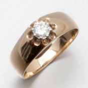 Ring mit Brillant585/- Roségold, ungestempelt, getestet. Gewicht: 4,3g. 1 Brillant ca. 0,33ct (g-H/