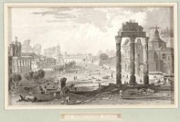 Kupferstecher des 19. Jahrhunderts- "Das Römische Forum" - Kupferstich. 10 x 17,5 cm (