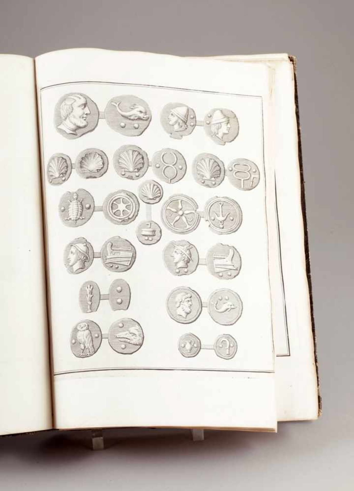 Anonym- Münzdarstellungen - 19. Jahrhundert. Kart. 199 ganzs. Kupfertafeln mit antiken Münzen, 2
