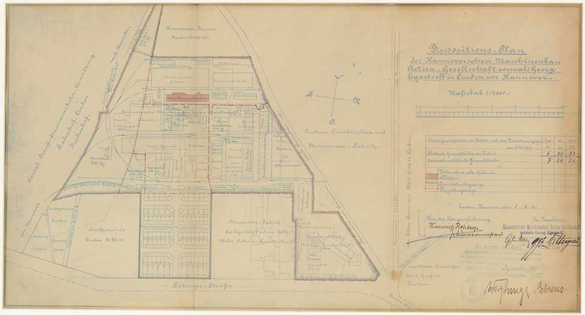 Dispositions-Plan der Hannoverschen Maschinenbau Aktien-Gesellschaft vormals GeorgEgestorff in