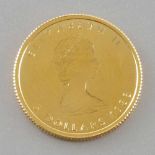 5 DollarsKanada, 1988. 999er GG. D. 16 mm. Gew. 3,1 g. VZ. Vs. Porträt Elisabeth mit Wert und