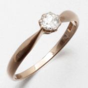 Ring mit Altschliff-Diamant19. Jahrhundert. 585/- Roségold, ungestempelt, getestet. Gewicht: 4,3g. 1