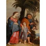 Künstler des späten 18. Jahrhunderts- Flucht nach Ägypten - Öl/Holz. 36,5 x 27,5 cm. Unleserlich