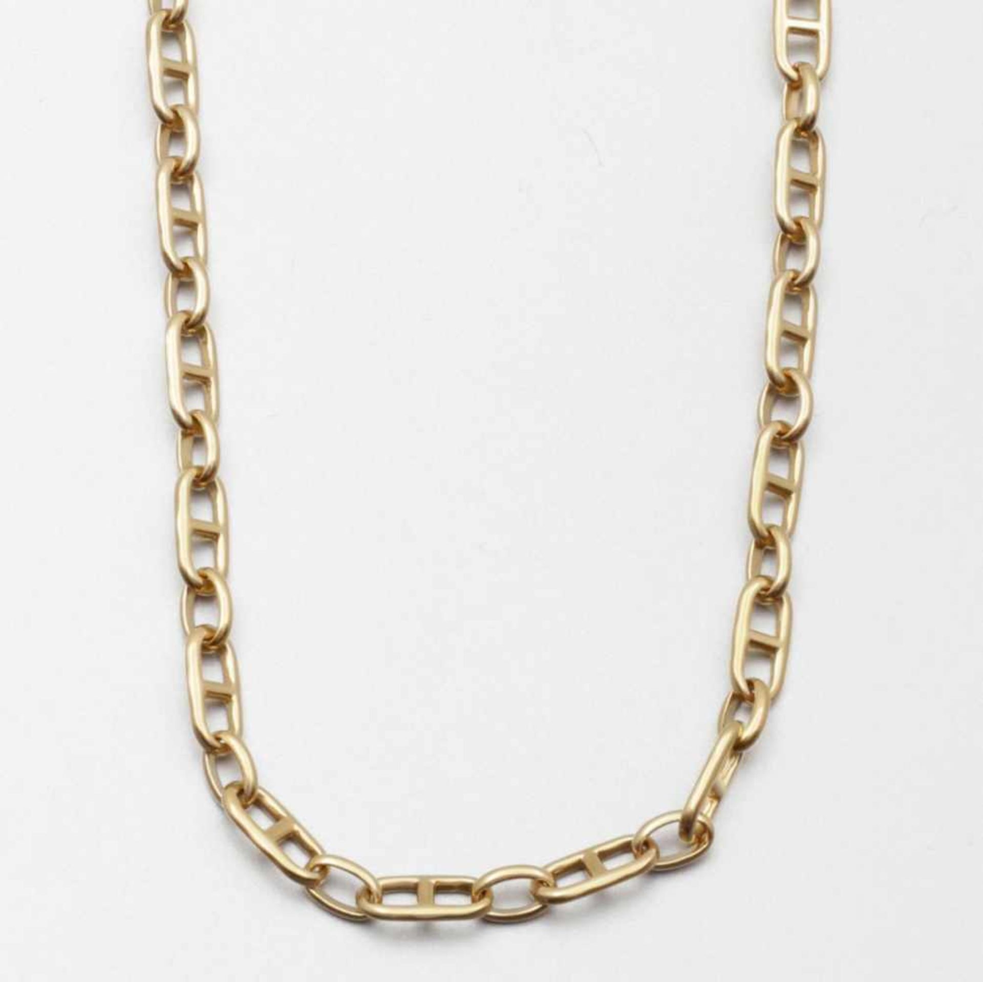 Stäbchenanker-Kette750/- Gelbgold, gestempelt. Gewicht: 22,8g. L. 52cm. B. 0,46cm. Karabinerhaken.