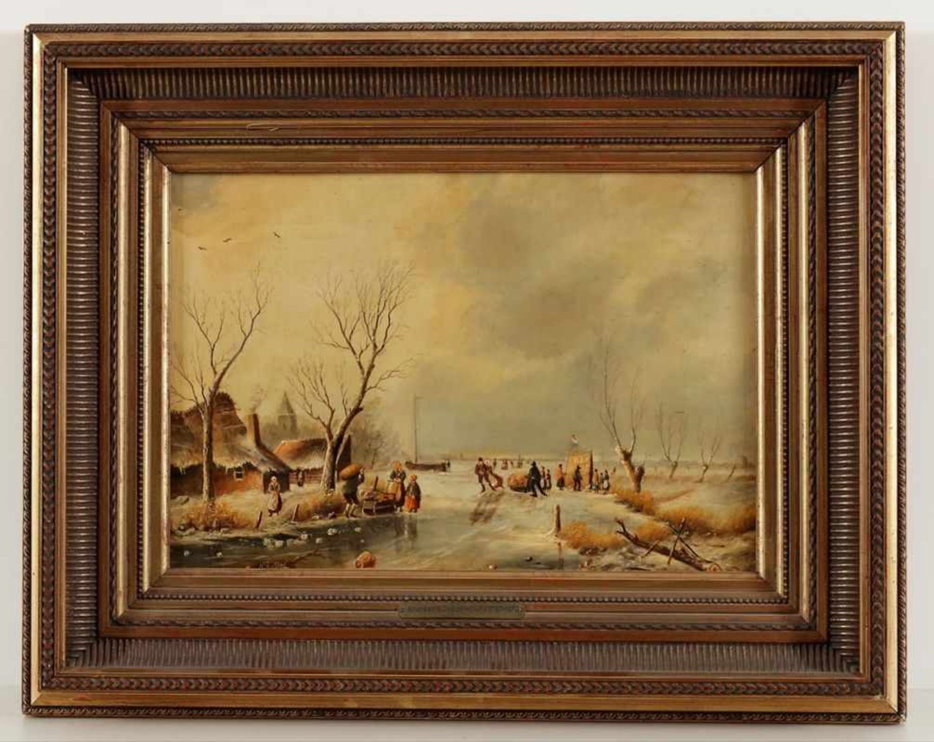 Andreas Schelfhout1787 Den Haag - 1870 Den Haag attr. - Eisvergnügen - Öl/Holz. 28,5 x 40 cm. Bez. - Bild 2 aus 2
