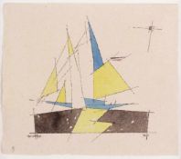 Lyonel Feininger1871 New York - 1956 New York - "Kleiner Zweimastsegler" - Aquarell über