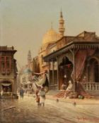 Karl Kaufmann1843 Neuplachowitz - 1901 Wien - Orientalische Basarszene mit Moschee - Öl/Holz. 52,5 x