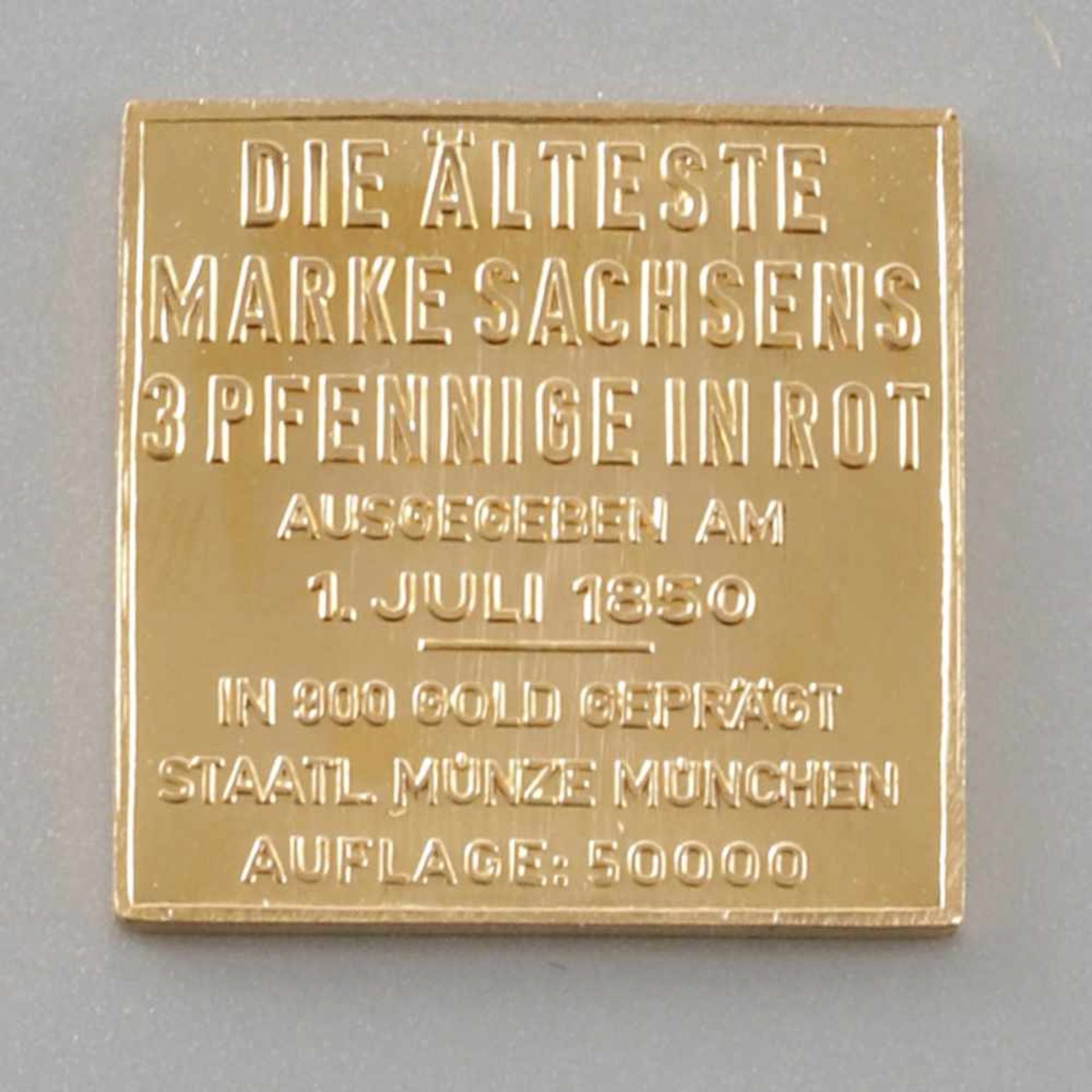 GedenkmedailleDeutschland, 1950. 900er GG. 20 x 20 mm. Gew. 8 g. Limitierte Auflage von 50.000 St. - Bild 2 aus 2
