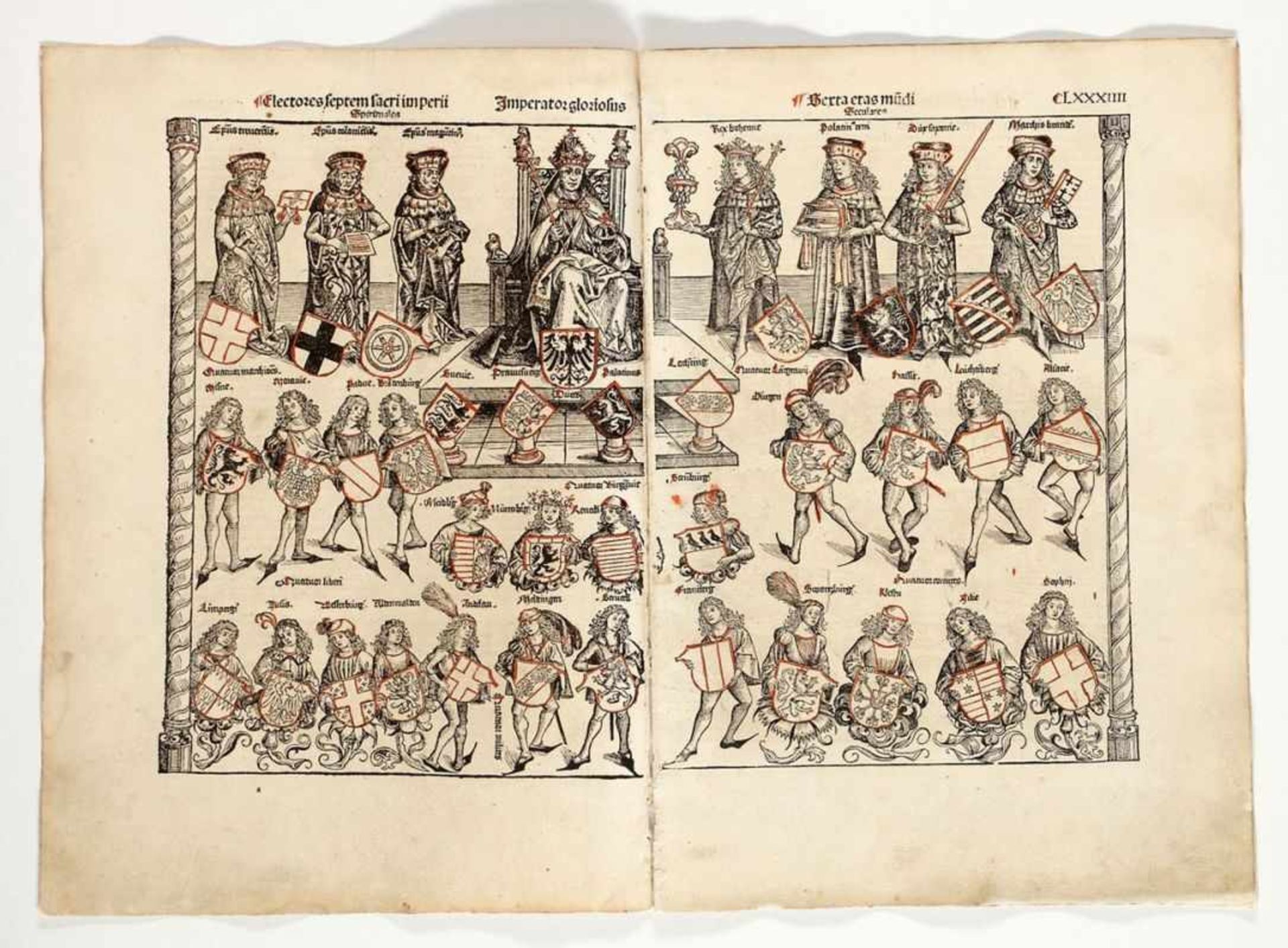 Hartmann SchedelNürnberg 1440 - 1514 - Konvolut von 9 Doppelseiten und 14 Seiten - Buchseiten mit