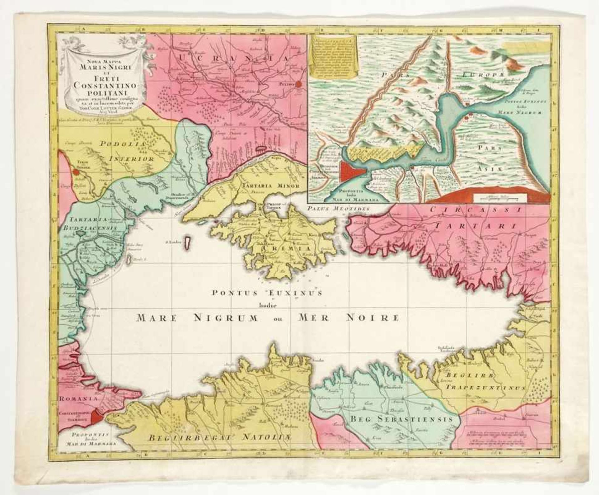 Tobias Konrad Lotter1717 - 1777 - "Nova mappa maris nigri et freti constantino Politani" - Kolor.