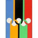 Max Bill1908 Winterthur - 1994 Berlin - "Olympische Ringe" - Farbserigrafie/Karton. 58,3 x 41 cm (