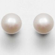 Paar Perlen-Ohrstecker750/- Weißgold, gestempelt. Gewicht: 6,0g. 2 Perlen (D. 1,24cm). Minimale