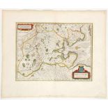 Guljelmus Blaeu1571 - 1638 - Karte von Oldenburg - Kolor. Kupferstich. Mittelfalz. 37,5 x 49,5 cm.