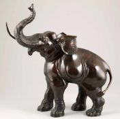 Künstler des 20. Jahrhunderts- Elefant - Bronze. Braun patiniert. H. 53cm. B. 53 cm. Leichte
