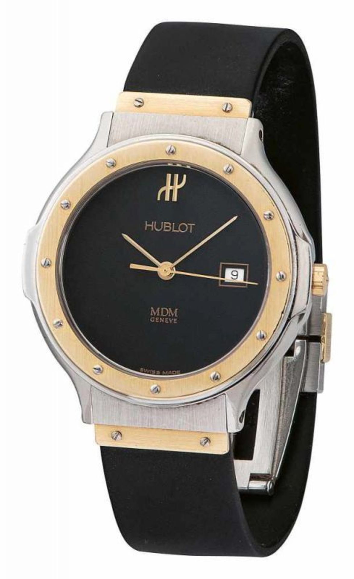 Hublot Classic Damenarmbanduhr Nyon 2000er Jahre. Edelstahl und GG 18 Kt. Glattes, rundes Gehäuse