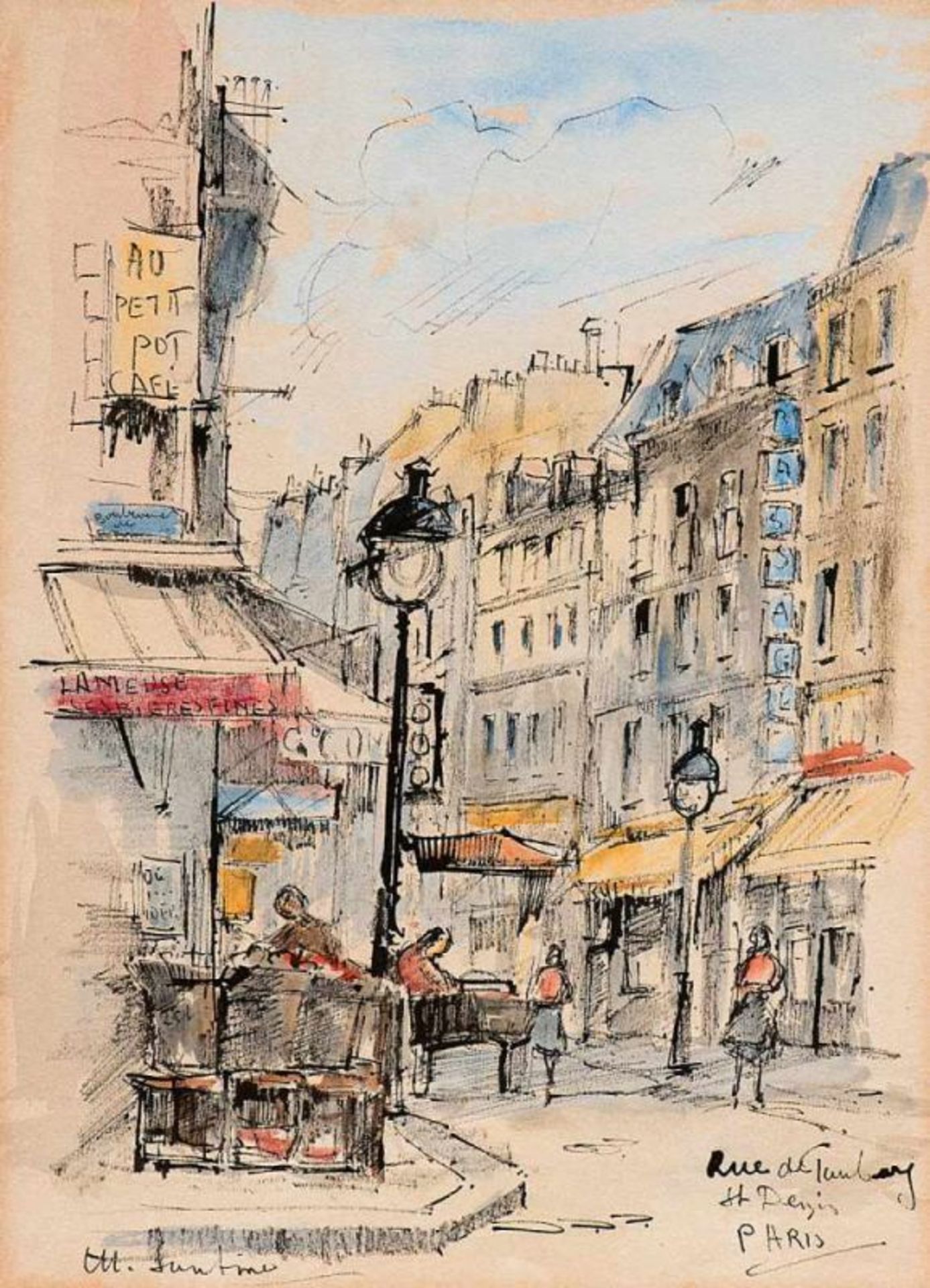 Soutine, Michel 1914 (?) - 1986 (?).«Rue du Faubourg St. Denis Paris». Um 1940/50. Aquarell und