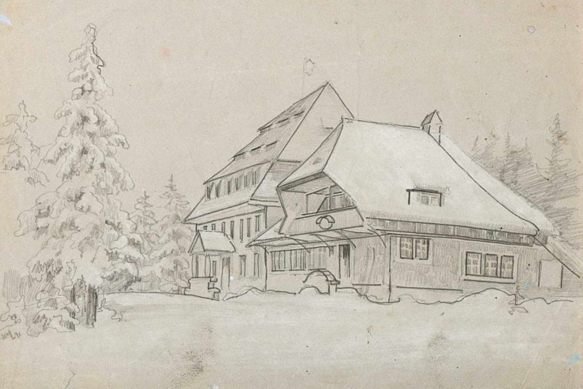 Hauptmann, Karl 1880 Freiburg i.Br. - 1947 Todtnau.«Alter Hebelhof (Feldberg)». Bleistift und Kreide