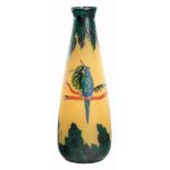 Art Déco Vase mit Vogelmotiv Entwurf August Heiligenstein, Ausführung Verrerie de Leune um 1925.