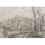 Lautensack, Hans Sebald 1524 Bamberg - um 1565 Wien.Ansicht einer Stadt am Fluss. Radierung. Mitte