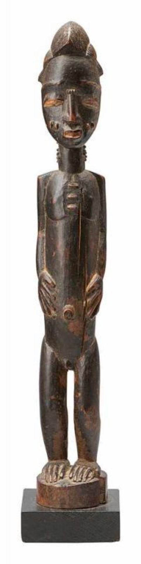Männliche Figur der Baule Elfenbeinküste. Holz, geschnitzt und patiniert. Holzsockel später.