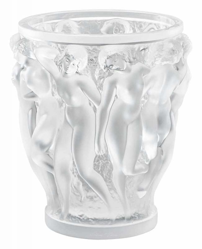 Vase «Bacchantes» Lalique, Paris Ende 20. Jh. Farbloses, transparentes Glas, in die Form gepresst,