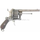 Lefaucheux-Revolver, Riffelmann, Solingen, Kal. 12mm LL 152mm, Rundlauf mit seitlich eingeschlauftem