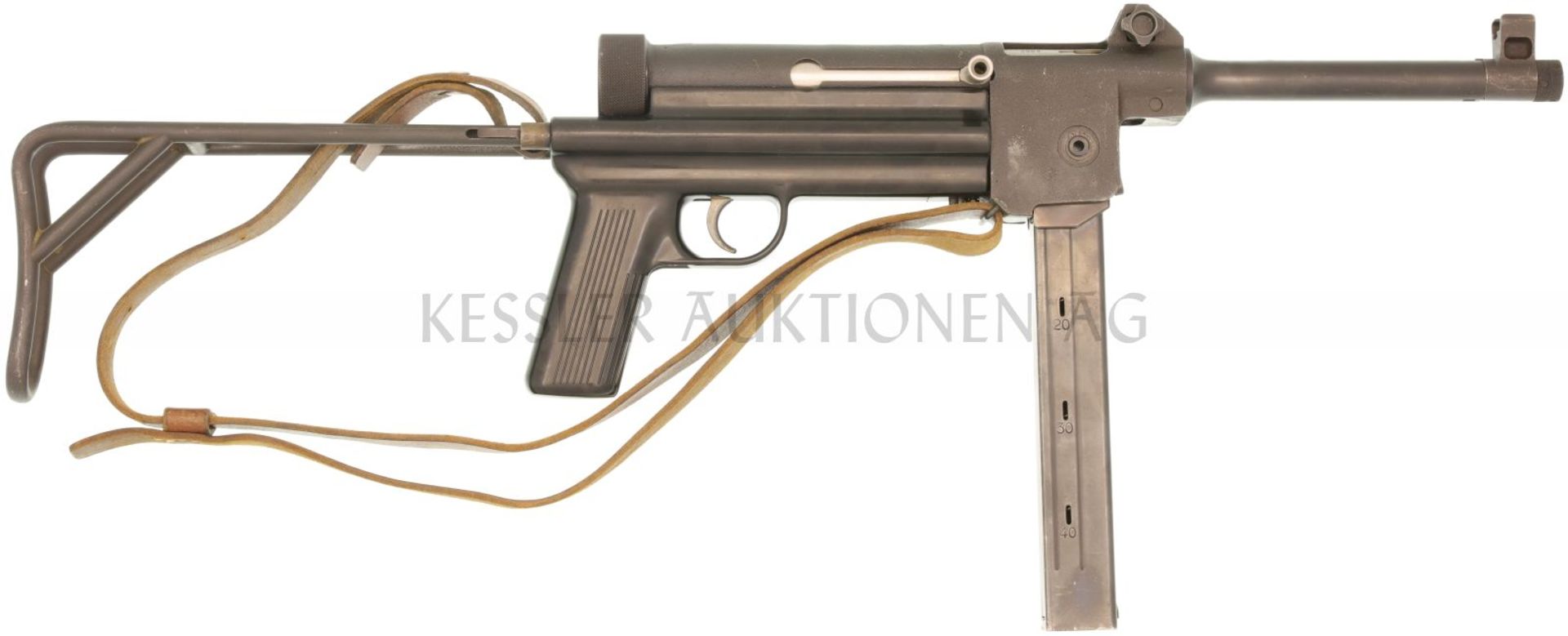 Maschinenpistole, SIG 310, 9mmP LL 205mm, TL 750mm, zuschiessendes System, Stahlgussgehäuse der