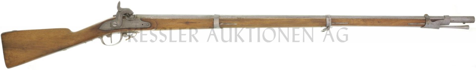 Perkussionsgewehr, Infanterie 1817/42, Kal. 17.6mm LL 1050mm, TL 1470mm, Rundlauf, Wurzel oktagonal,