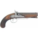Perkussionspistole, Sharpe & Keene, Kal. 19,6mm LL 150mm, Torsionsdamastlauf, achtkantig,