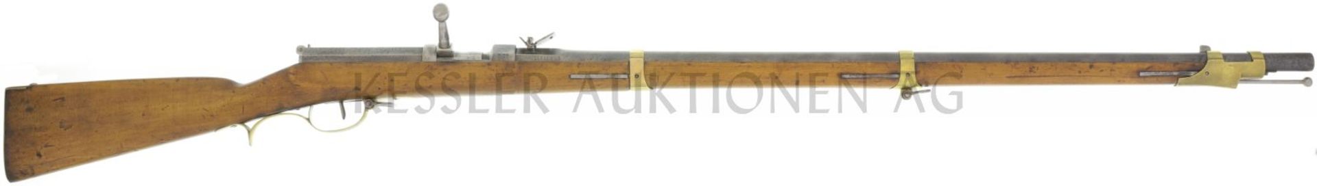 Dreyse Zündnadelbüchse M/1841, Kal. 15,43mm LL 900mm, TL 1420mm, blanker Rundlauf mit