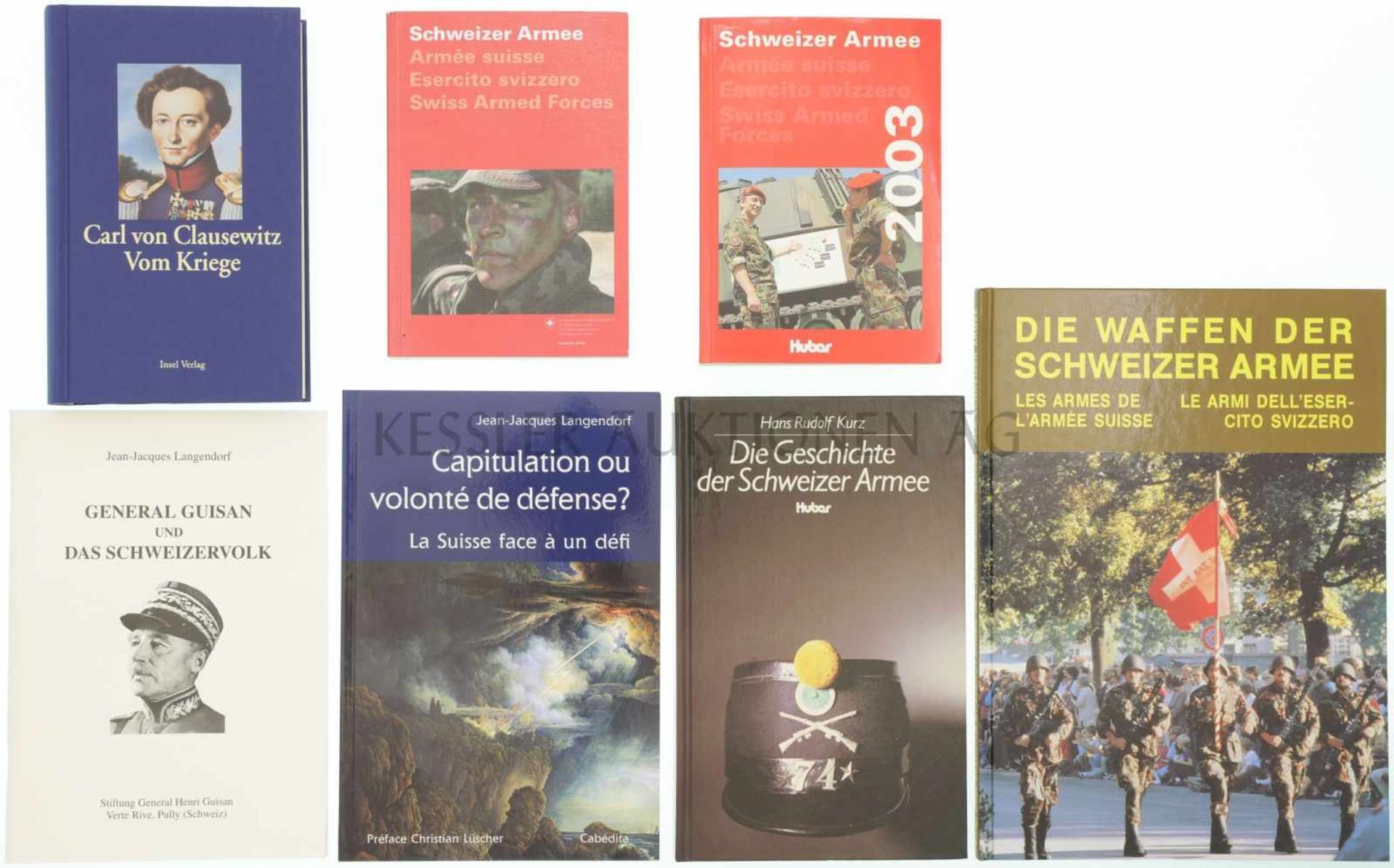 Konvolut von 7 Büchern 1. Die Schweizer Armee, 2003. 2. Die Schweizer Armee, 2009. 3. Carl von